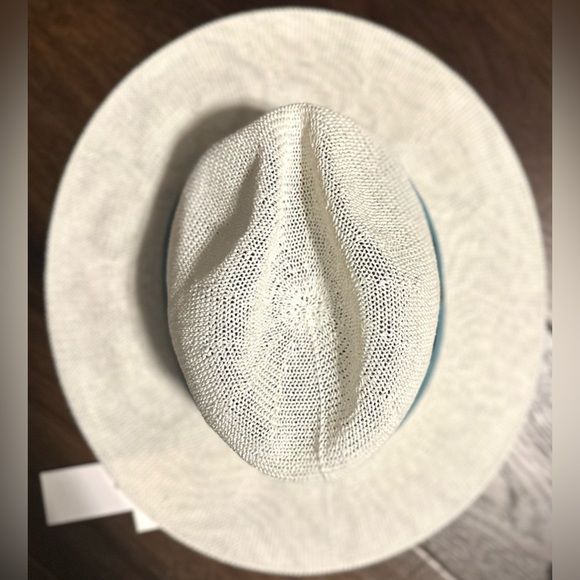 ‼️RARE‼️?VINCE CAMUTO??NWT?Double Buckle Straw Panama Hat in White/Turquoise main image 7